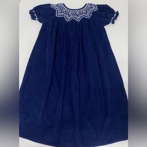 Charming Navy Kids Dress with Embroidered Collar